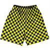 Checkerboard 1 Inch Blue Navy and Yellow Canary Basketball Practice Shorts Made In USA by Tribe Lacrosse
