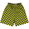 Checkerboard 1 Inch Blue Navy and Yellow Canary Lacrosse Shorts Made In USA by Tribe Lacrosse