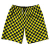 Checkerboard 1 Inch Blue Navy and Yellow Canary 10" Swim Shorts Made in USA by Tribe Lacrosse