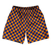 Checkerboard 1 Inch Blue Royal and Tennessee Orange Athletic Running Fitness Exercise Shorts 7" Inseam Shorts Made In USA by Tribe Lacrosse