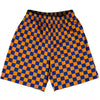 Checkerboard 1 Inch Blue Royal and Tennessee Orange Basketball Practice Shorts Made In USA by Tribe Lacrosse