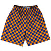 Checkerboard 1 Inch Blue Royal and Tennessee Orange Lacrosse Shorts Made In USA by Tribe Lacrosse