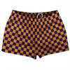 Checkerboard 1 Inch Blue Royal and Tennessee Orange Shorty Short Gym Shorts 2.5" Inseam Made In USA by Tribe Lacrosse