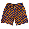 Checkerboard 1 Inch Blue Royal and Tennessee Orange 10" Swim Shorts Made in USA by Tribe Lacrosse
