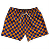 Checkerboard 1 Inch Blue Royal and Tennessee Orange 5" Swim Shorts Made in USA by Tribe Lacrosse