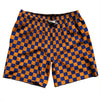 Checkerboard 1 Inch Blue Royal and Tennessee Orange Swim Shorts 7" Made in USA by Tribe Lacrosse