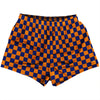 Checkerboard 1 Inch Blue Royal and Tennessee Orange Womens & Girls Sport Shorts End Made In USA by Tribe Lacrosse