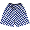 Checkerboard 1 Inch Blue Royal and White Basketball Practice Shorts Made In USA by Tribe Lacrosse