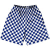 Checkerboard 1 Inch Blue Royal and White Lacrosse Shorts Made In USA by Tribe Lacrosse