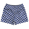 Checkerboard 1 Inch Blue Royal and White Rugby Shorts Made In USA by Tribe Lacrosse