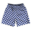 Checkerboard 1 Inch Blue Royal and White Soccer Shorts Made In USA by Tribe Lacrosse