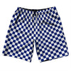 Checkerboard 1 Inch Blue Royal and White 10" Swim Shorts Made in USA by Tribe Lacrosse