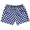 Checkerboard 1 Inch Blue Royal and White 5" Swim Shorts Made in USA by Tribe Lacrosse