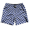 Checkerboard 1 Inch Blue Royal and White Swim Shorts 7" Made in USA by Tribe Lacrosse