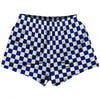 Checkerboard 1 Inch Blue Royal and White Womens & Girls Sport Shorts End Made In USA by Tribe Lacrosse