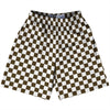 Checkerboard 1 Inch Brown Dark and White Lacrosse Shorts Made In USA by Tribe Lacrosse