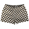 Checkerboard 1 Inch Brown Dark and White Shorty Short Gym Shorts 2.5" Inseam Made In USA by Tribe Lacrosse
