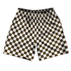 Checkerboard 1 Inch Brown Dark and White Soccer Shorts Made In USA by Tribe Lacrosse