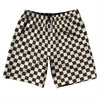 Checkerboard 1 Inch Brown Dark and White 10" Swim Shorts Made in USA by Tribe Lacrosse