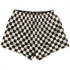 Checkerboard 1 Inch Brown Dark and White Womens & Girls Sport Shorts End Made In USA by Tribe Lacrosse