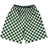 Checkerboard 1 Inch Green Forest and White Basketball Practice Shorts Made In USA by Tribe Lacrosse