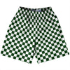 Checkerboard 1 Inch Green Forest and White Lacrosse Shorts Made In USA by Tribe Lacrosse