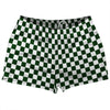 Checkerboard 1 Inch Green Forest and White Shorty Short Gym Shorts 2.5" Inseam Made In USA by Tribe Lacrosse