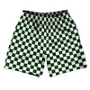 Checkerboard 1 Inch Green Forest and White Soccer Shorts Made In USA by Tribe Lacrosse