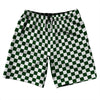 Checkerboard 1 Inch Green Forest and White 10" Swim Shorts Made in USA by Tribe Lacrosse