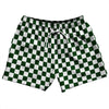 Checkerboard 1 Inch Green Forest and White 5" Swim Shorts Made in USA by Tribe Lacrosse