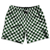 Checkerboard 1 Inch Green Forest and White Swim Shorts 7" Made in USA by Tribe Lacrosse