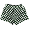 Checkerboard 1 Inch Green Forest and White Womens & Girls Sport Shorts End Made In USA by Tribe Lacrosse
