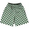Checkerboard 1 Inch Green Hunter and White Basketball Practice Shorts Made In USA by Tribe Lacrosse