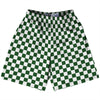 Checkerboard 1 Inch Green Hunter and White Lacrosse Shorts Made In USA by Tribe Lacrosse