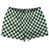 Checkerboard 1 Inch Green Hunter and White Shorty Short Gym Shorts 2.5" Inseam Made In USA by Tribe Lacrosse