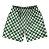 Checkerboard 1 Inch Green Hunter and White Soccer Shorts Made In USA by Tribe Lacrosse