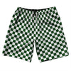 Checkerboard 1 Inch Green Hunter and White 10" Swim Shorts Made in USA by Tribe Lacrosse