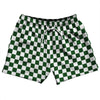 Checkerboard 1 Inch Green Hunter and White 5" Swim Shorts Made in USA by Tribe Lacrosse