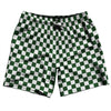 Checkerboard 1 Inch Green Hunter and White Swim Shorts 7" Made in USA by Tribe Lacrosse