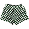 Checkerboard 1 Inch Green Hunter and White Womens & Girls Sport Shorts End Made In USA by Tribe Lacrosse
