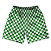 Checkerboard 1 Inch Green Kelly and White Athletic Running Fitness Exercise Shorts 7" Inseam Shorts Made In USA by Tribe Lacrosse