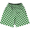 Checkerboard 1 Inch Green Kelly and White Basketball Practice Shorts Made In USA by Tribe Lacrosse