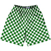 Checkerboard 1 Inch Green Kelly and White Lacrosse Shorts Made In USA by Tribe Lacrosse