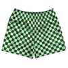 Checkerboard 1 Inch Green Kelly and White Rugby Shorts Made In USA by Tribe Lacrosse