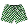 Checkerboard 1 Inch Green Kelly and White 5" Swim Shorts Made in USA by Tribe Lacrosse