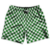 Checkerboard 1 Inch Green Kelly and White Swim Shorts 7" Made in USA by Tribe Lacrosse