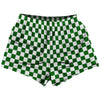 Checkerboard 1 Inch Green Kelly and White Womens & Girls Sport Shorts End Made In USA by Tribe Lacrosse