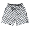 Checkerboard 1 Inch Grey Dark and White Athletic Running Fitness Exercise Shorts 7" Inseam Shorts Made In USA by Tribe Lacrosse