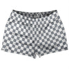 Checkerboard 1 Inch Grey Dark and White Shorty Short Gym Shorts 2.5" Inseam Made In USA by Tribe Lacrosse
