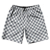 Checkerboard 1 Inch Grey Dark and White 10" Swim Shorts Made in USA by Tribe Lacrosse
